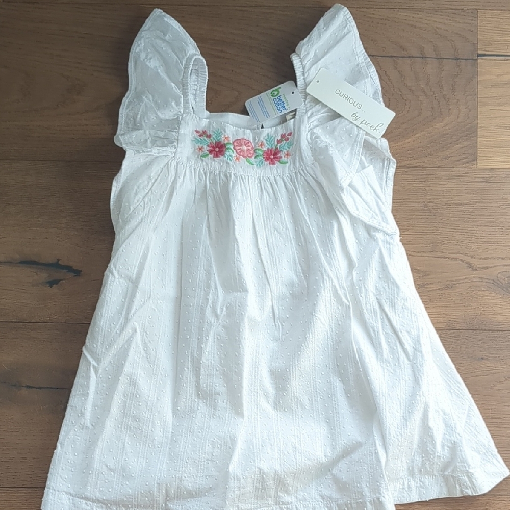 White Dress with Floral Embroidery